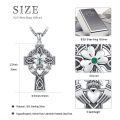 wholesale 925 Sterling Silver Celtic Cross Pendant with Green Emerald and Trinity Knots - Mens Womens Christian Religious s-0-3