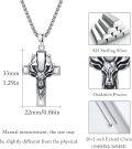 wholesale 925 Sterling Silver &  Antlered Deer Head Cross Pendant Necklace-0-3
