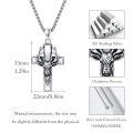wholesale 925 Sterling Silver Deer Head Cross Pendant Necklace-0-3