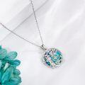wholesale 925 Sterling Silver Compass & Tree of Life Abalone Shell Pendant Necklace-0-2