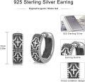 wholesale 925 Sterling Silver Viking Cross Huggie Hoop Earrings for Men - Father's Day Gifts-0-1
