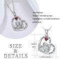 wholesale 925 Sterling Silver Heart Skull Pendant Necklace with Red Crystal and Engraved Message I Love You to the Moon - Gothic Halloween Jewelry for Women-0-3