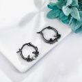 wholesale 925 Sterling Silver Bat Hoop Earrings with Black and White CZ Stones 23mm Diameter  for Women Girls Mother's Day Present Birthday Anniversary Christmas Gifts Idea-0-2
