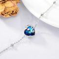 wholesale 925 Sterling Silver Blue Crystal Moon & Heart Charm Bracelet Austrian Elements Jewelry for Women Girls Gift-0-3