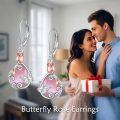 wholesale 925 Sterling Silver Butterfly Tulip Blue Lapis Two Tone Drop Earrings-0-5