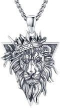 wholesale 925 Sterling Silver Lion Pendant Necklaces with Crown Design for Men & Women-0-0