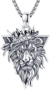 wholesale 925 Sterling Silver Lion Pendant Necklaces with Crown Design for Men & Women-3D Lion Necklace