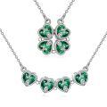 wholesale 925 Sterling Silver Green Leaf Heart Necklace-0-0