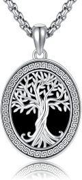 wholesale Sterling Silver Greek Key Tree of Life Pendant Necklace for Women Men-0-5