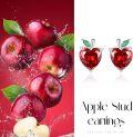 wholesale 925 Sterling Silver Heart-Shaped Red Crystal Apple Stud Earrings for Women-0-5