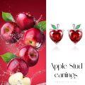 wholesale 925 Sterling Silver Heart-Shaped Red Crystal Apple Stud Earrings for Women-0-5