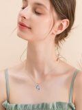 wholesale 925 Sterling Silver Blue Crystal Starfish Pendant Necklace Gift for Women Girls Mom Girlfriend-0-2