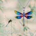 wholesale 925 Sterling Silver Dragonfly Pendant Necklace Multicolor Enamel s for Women-0-5