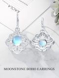 wholesale 925 Sterling Silver 925 Blue Opalite Flower Shape Leverback Dangle Drop Earrings for Women-0-2
