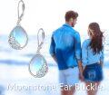 wholesale 925 Sterling Silver Rainbow Moonstone Teardrop Leverback Earrings with Filigree Design-0-1