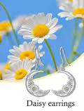 TOUPOP Sterling Silver Moon Flower Daisy Drop Dangle Earrings For Women-0-2