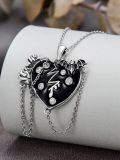 wholesale 925 Sterling Silver Heart with Bat Wings and Crystal Accents Necklace-0-3