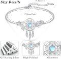 wholesale 925 Sterling Silver Dreamcatcher Bracelet with Moonstone and Rose Charms for Women Girls Christmas Birthday Gift-0-5