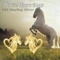 wholesale Gold 925 Sterling Silver Heart-Shaped Horse Studs for Women-0-5