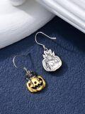 wholesale 925 Sterling Silver Halloween Pumpkin Bat Skull Drop Dangle Earrings for Women-0-2