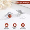 wholesale 925 Sterling Silver Evil Eye Stud Earrings with Orange Stone and Clear CZ Accents - Turkish Style Bohemian  for Her-0-5