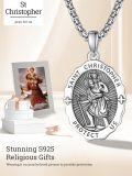 wholesale 925 Sterling Silver St Christopher Medal Necklace with 3 mm Chain - Religious Gift for Men Women Boys Girls-0-5