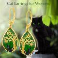 wholesale 14K Gold Plated Sterling Silver Round Natural Jade Earrings for Women-0-41