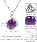 wholesale 925 Sterling Silver Purple Amethyst Round Pendant with Leaf Design Chain Necklace for Women-0-3