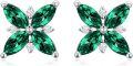 wholesale 14K White Gold Emerald Stud Earrings with CZ for Women Gift-0-0