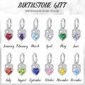 wholesale 925 Sterling Silver Heart Birthstone Hoop Earrings for Women 925 Small Huggie Hoops Hypoallergenic-0-5