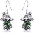 wholesale 925 Sterling Silver Green Moss Agate & Turquoise Stone Mushroom Drop Earrings-0-0