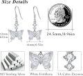wholesale 925 Sterling Silver Butterfly Dangle Earrings with Small CZ and Enamel for Sensitive Ears Mother's Day Gift for Women & Girlfriend-0-5