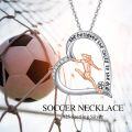 wholesale 925 Sterling Silver Heart-shaped Soccer Player Pendant Necklace with Quote She Believed She Could So She Did - Sports Themed s for Women-0-4