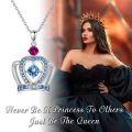 TOUPOP Sterling Silver Crystal Crown Necklace for Women-0-1