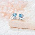 wholesale 925 Sterling Silver Heart-Shaped Blue Topaz Shark Stud Earrings-0-1