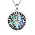 wholesale 925 Sterling Silver Abalone Shell Star Pendant Norse Runes Compass Necklace-0-0