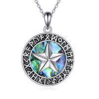 wholesale 925 Sterling Silver Abalone Shell Star Pendant Norse Runes Compass Necklace-Viking Necklace