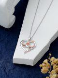 wholesale 925 Sterling Silver Mother's Day Butterfly & Flower Heart Pendant Necklace for Women Gifts-0-5