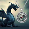wholesale 925 Sterling Silver Dragon Pendant Necklace with Red Stone for Men and Boys - 3D Design (Length: Adjustable)-0-4