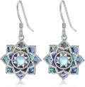 wholesale 925 Sterling Silver Abalone Shell and Moonstone Flower Drop Earrings for Women-0-0