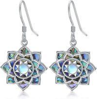 wholesale 925 Sterling Silver Abalone Shell and Moonstone Flower Drop Earrings for Women-Lotus
