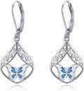 wholesale 925 Sterling Silver Butterfly Filigree Teardrop Leverback Dangle Earrings for Women Girls Gifts Blue Enamel Drop Jewelry 4cm Long-0-0
