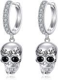 wholesale 925 Sterling Silver Skull Drop Dangle Earrings with Cubic Zirconia for Men & Women - Trendy  Idea-0-0