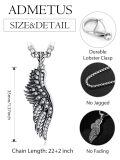 wholesale 925 Sterling Silver Angel Wing Pendant on Rolo Chain for Men - 24 Length-0-1