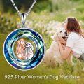 wholesale 925 Sterling Silver Round Blue Crystal Dog & Girl Locket Necklace Pendant s for Women-0-2