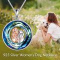 wholesale 925 Sterling Silver Round Blue Crystal Dog & Girl Locket Necklace Pendant s for Women-0-2
