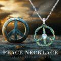 wholesale 925 Sterling Silver Heart-Shaped Moonstone Peace Sign Pendant Necklace for Women-0-5