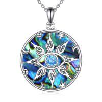 wholesale 925 Sterling Silver Abalone Shell Evil Eye Sun Moon Star Pendant Necklace for Women s-Evil Eye