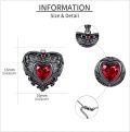 wholesale 925 Sterling Silver Red Crystal Heart Pendant Gothic Necklace for Women-0-3