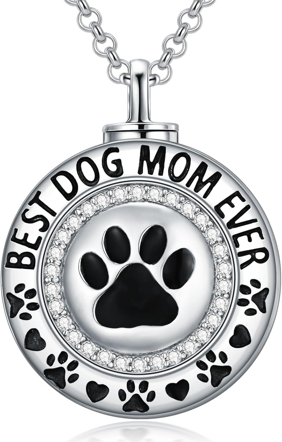 Sterling Silver Paw Print Pendant Pet Ashes Necklace-0-0